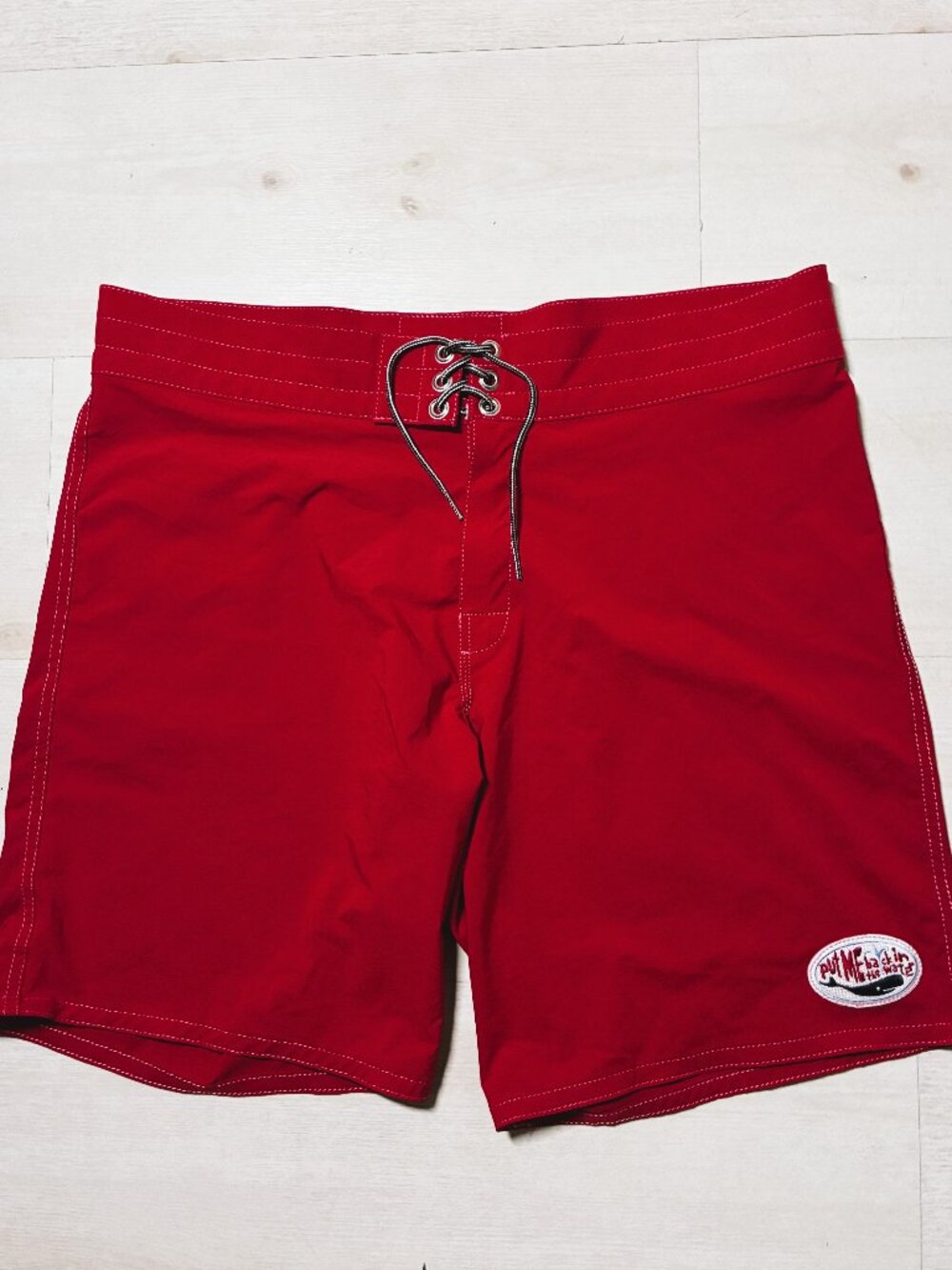 Birdwell Beach Britches Red Surf Stretch Side Pocket Boardshorts Size 36 USA